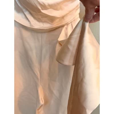 Steve Madden Satin Strapless Drape Sash Cropped Jumpsuit Cream S - Thumbnail 9