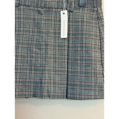 Olivaceous Women’s Plaid Mini Skirt Gray Green Black A-Line Pull On S NWT - Thumbnail 2