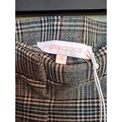 Olivaceous Women’s Plaid Mini Skirt Gray Green Black A-Line Pull On S NWT - Thumbnail 5