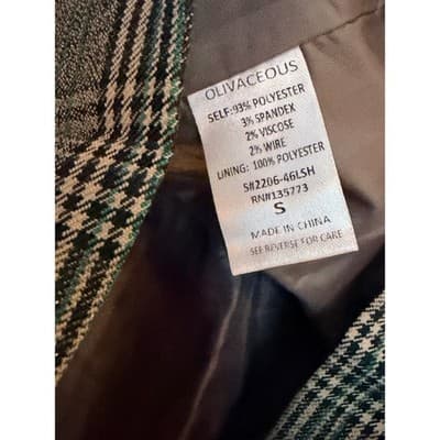 Olivaceous Women’s Plaid Mini Skirt Gray Green Black A-Line Pull On S NWT - Thumbnail 6
