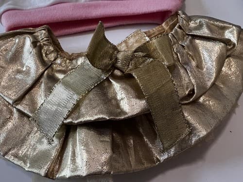 Build A Bear Vintage Cutie Shirt Gold Ruffle Skirt Shoes Rare Teddy Clothes BABW - Thumbnail 3