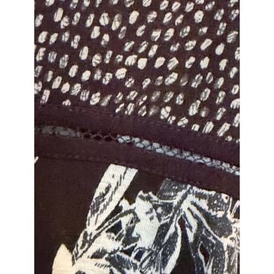 H&M Women's Floral Blouse Oversized Relaxed Short Sleeve Top Black White XS - Thumbnail 5