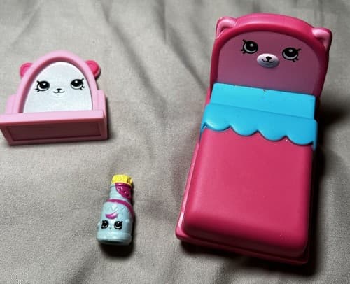 Shopkins Bed Mirror Bottle Lot 3 pc Toys Figures Moose McDonalds 2017