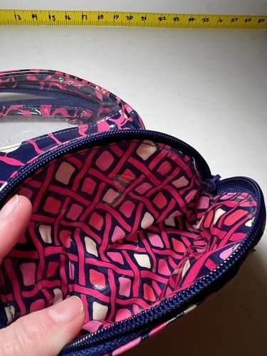 VERA BRADLEY Hot Pink Fuchsia Navy White Vinyl Plastic Cosmetic Bag Set Of 2 - Thumbnail 4