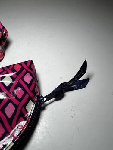 VERA BRADLEY Hot Pink Fuchsia Navy White Vinyl Plastic Cosmetic Bag Set Of 2 - Thumbnail 5