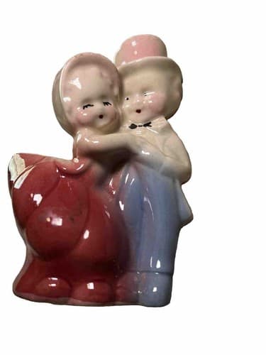 Vintage 1950s Dancing Courting Boy Girl Couple Planter Ceramic Japan