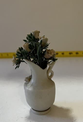 Porcelain Roses In Bisque Bud Vase Victorian Flowers Rose Bouquet Vintage - Thumbnail 4