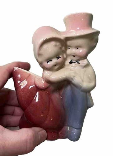 Vintage 1950s Dancing Courting Boy Girl Couple Planter Ceramic Japan - Thumbnail 6