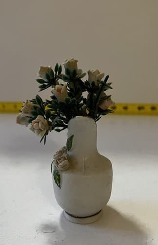 Porcelain Roses In Bisque Bud Vase Victorian Flowers Rose Bouquet Vintage - Thumbnail 3