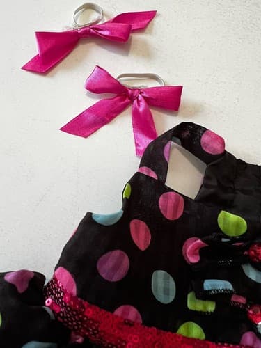 Build A Bear Vintage Black Dress Colorful Polkadot Rare Teddy Clothes BABW - Thumbnail 9
