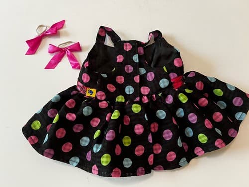 Build A Bear Vintage Black Dress Colorful Polkadot Rare Teddy Clothes BABW - Thumbnail 4