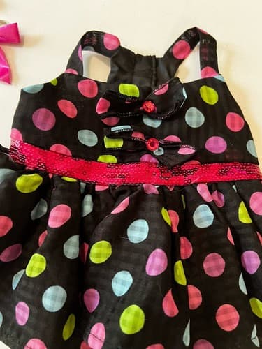 Build A Bear Vintage Black Dress Colorful Polkadot Rare Teddy Clothes BABW - Thumbnail 7