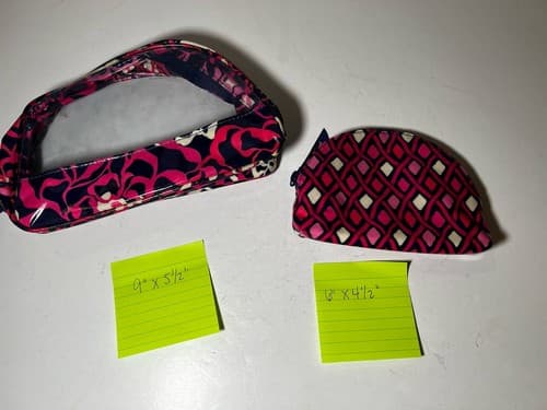 VERA BRADLEY Hot Pink Fuchsia Navy White Vinyl Plastic Cosmetic Bag Set Of 2 - Thumbnail 9