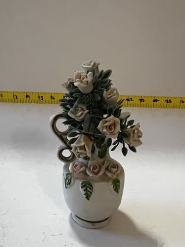 Porcelain Roses In Bisque Bud Vase Victorian Flowers Rose Bouquet Vintage