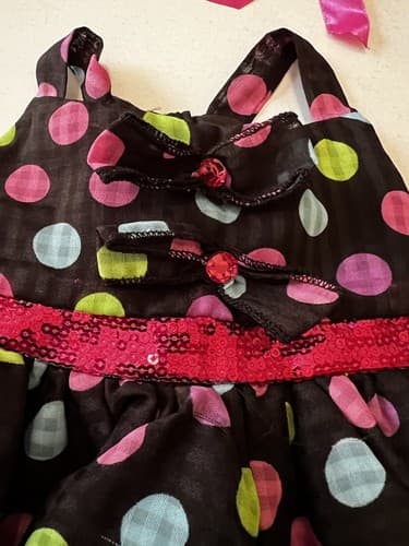 Build A Bear Vintage Black Dress Colorful Polkadot Rare Teddy Clothes BABW - Thumbnail 2