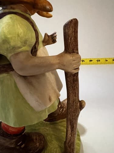 Hummel Type SIGNED Figurine of Girl with Walking Stick and Basket Flowers Large - Thumbnail 19