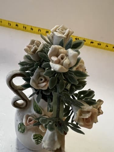 Porcelain Roses In Bisque Bud Vase Victorian Flowers Rose Bouquet Vintage - Thumbnail 8
