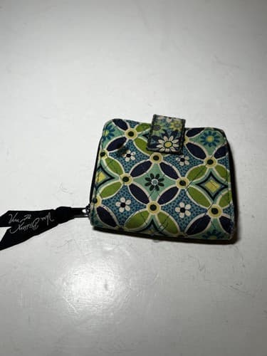 VERA BRADLEY Navy Blue Green Teal Geometric Quilted Wallet