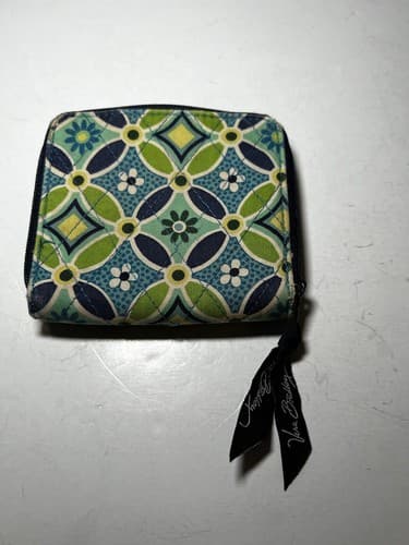 VERA BRADLEY Navy Blue Green Teal Geometric Quilted Wallet - Thumbnail 2