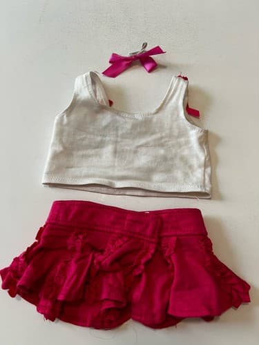 Build A Bear Vintage White Hot Pink Fuchsia Outfit Skirt Rare Teddy Clothes BABW - Thumbnail 5
