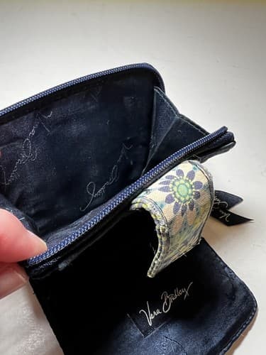 VERA BRADLEY Navy Blue Green Teal Geometric Quilted Wallet - Thumbnail 10