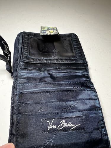 VERA BRADLEY Navy Blue Green Teal Geometric Quilted Wallet - Thumbnail 8