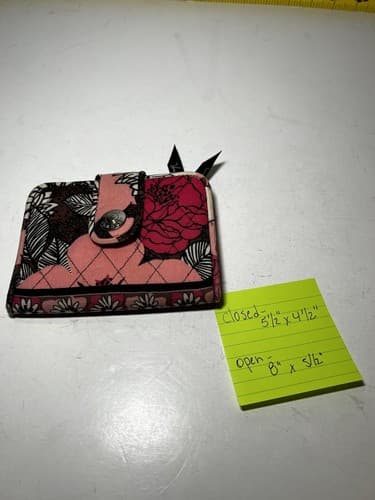 VERA BRADLEY Black Hot Pink Fuchsia White Salmon Floral Quilted Wallet - Thumbnail 10