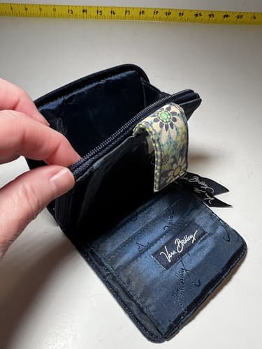 VERA BRADLEY Navy Blue Green Teal Geometric Quilted Wallet - Thumbnail 11
