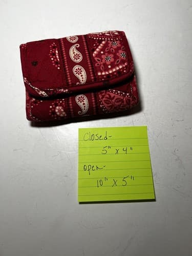 VERA BRADLEY Red White Bandana Paisley Country Quilted Wallet - Thumbnail 9