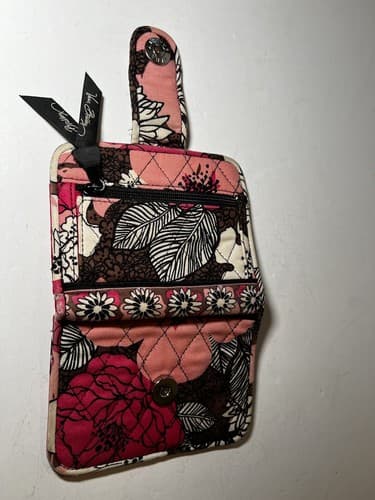 VERA BRADLEY Black Hot Pink Fuchsia White Salmon Floral Quilted Wallet - Thumbnail 9
