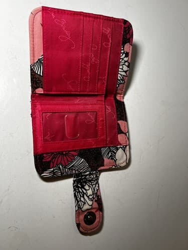 VERA BRADLEY Black Hot Pink Fuchsia White Salmon Floral Quilted Wallet - Thumbnail 6