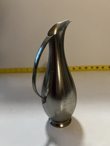 Vintage Royal Holland Pewter Daalderop Pitcher Vase Mid-Century Modern Style 8” - Thumbnail 5