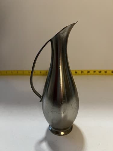 Vintage Royal Holland Pewter Daalderop Pitcher Vase Mid-Century Modern Style 8” - Thumbnail 6