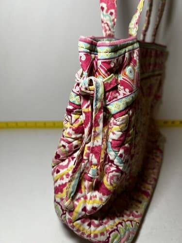 VERA BRADLEY Hot Pink Fuchsia Green Paisley Quilted Tote Shoulder Bag Purse - Thumbnail 3