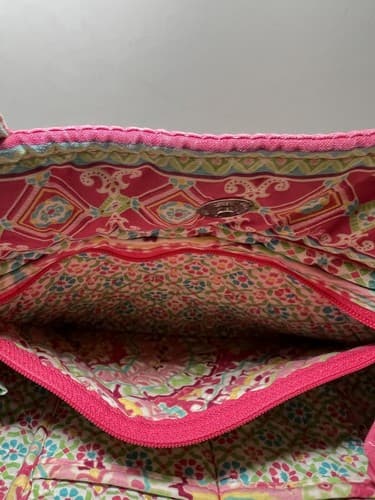 VERA BRADLEY Hot Pink Fuchsia Green Paisley Quilted Tote Shoulder Bag Purse - Thumbnail 6