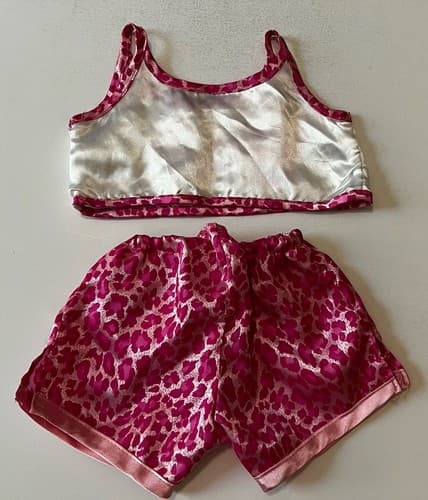 Build A Bear Vintage Cat Shirt Animal Print Silky Shorts Rare Teddy Clothes BABW - Thumbnail 6