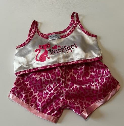 Build A Bear Vintage Cat Shirt Animal Print Silky Shorts Rare Teddy Clothes BABW - Thumbnail 10
