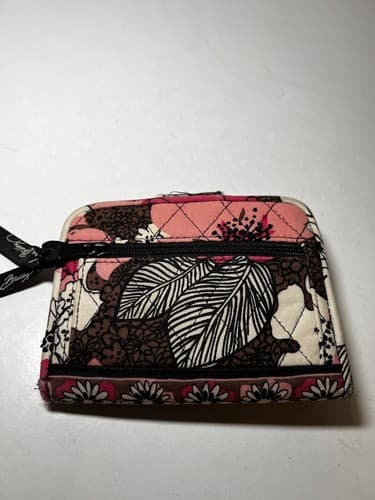 VERA BRADLEY Black Hot Pink Fuchsia White Salmon Floral Quilted Wallet - Thumbnail 2