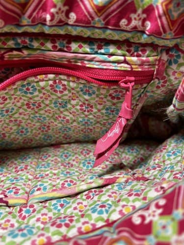 VERA BRADLEY Hot Pink Fuchsia Green Paisley Quilted Tote Shoulder Bag Purse - Thumbnail 5