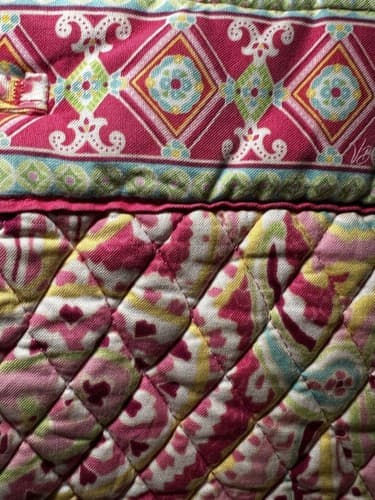 VERA BRADLEY Hot Pink Fuchsia Green Paisley Quilted Tote Shoulder Bag Purse - Thumbnail 11