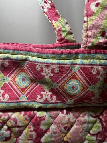 VERA BRADLEY Hot Pink Fuchsia Green Paisley Quilted Tote Shoulder Bag Purse - Thumbnail 13