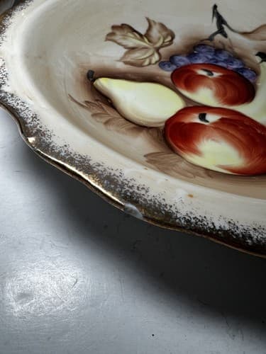 Vintage Porcelain Pitcher and Bowl Wash Basin Set Hand painted Fruit Kitchen - Thumbnail 12