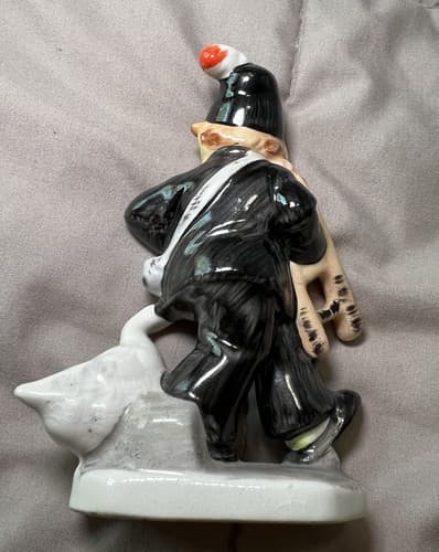 Vintage Antique Friedel Ges. Gesch Handbemalt Germany Boy Goose Figurine Figure - Thumbnail 4