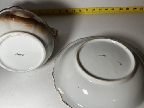 Vintage Porcelain Pitcher and Bowl Wash Basin Set Hand painted Fruit Kitchen - Thumbnail 9