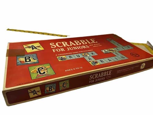 Scrabble For Juniors Vintage Complete 1964 Family Word Game Double-Sided Board