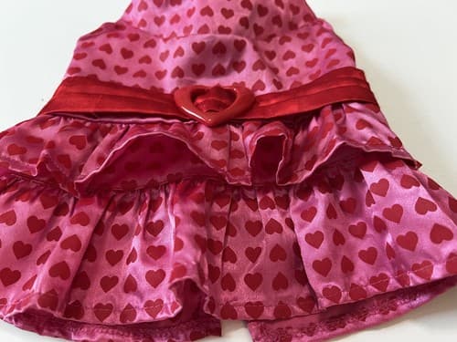 Build A Bear Vintage Pink Red Heart Love Valentine Dress Rare Teddy Clothes BABW - Thumbnail 8