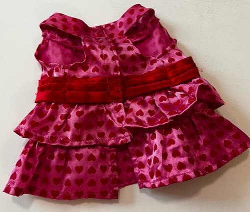 Build A Bear Vintage Pink Red Heart Love Valentine Dress Rare Teddy Clothes BABW - Thumbnail 2