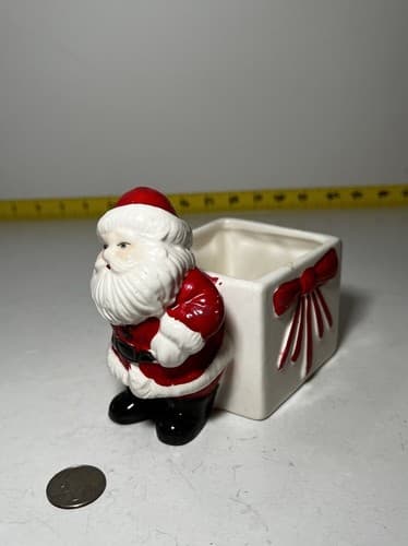 Vintage Santa Claus Christmas Ceramic Planter Brazil 1950s Retro Decor - Thumbnail 13