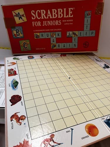 Scrabble For Juniors Vintage Complete 1964 Family Word Game Double-Sided Board - Thumbnail 8