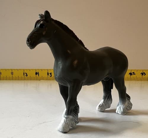 Clydesdale Horse Figure 1988 Vintage Mare Toy Beautiful Dark Gray Black White - Thumbnail 6